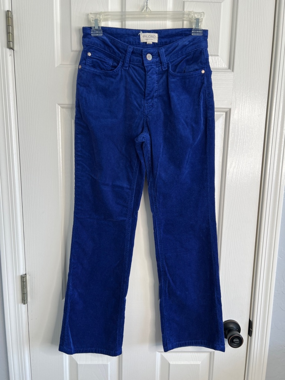 Pilcro cobalt blue corduroy straight leg jeans pants size 26 aka 2